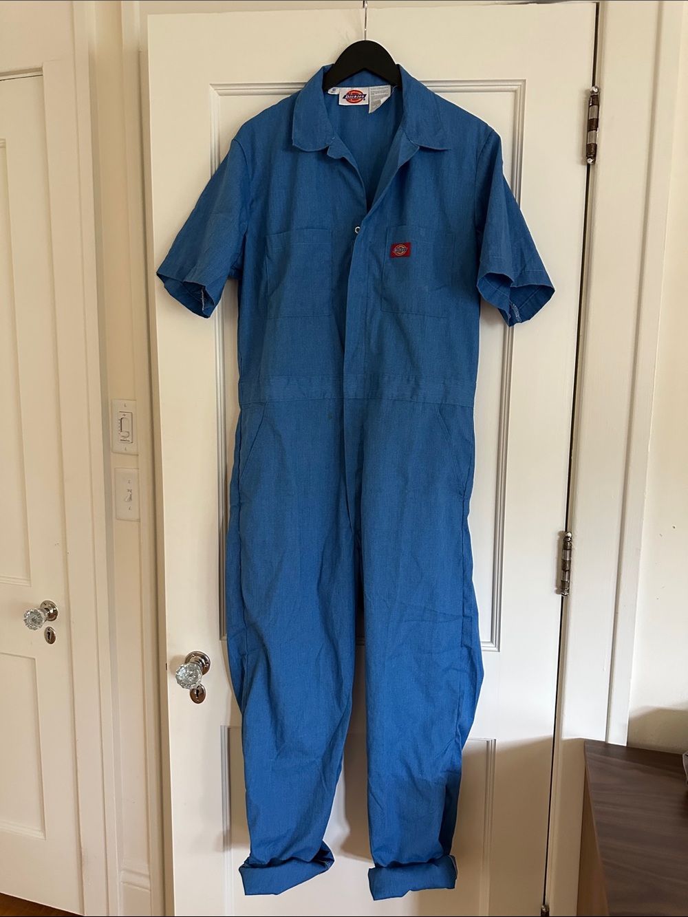 Vintage unisex Dickies  Bright Blue Short-Sleeve jumpsuit Coverall, size 40 tall